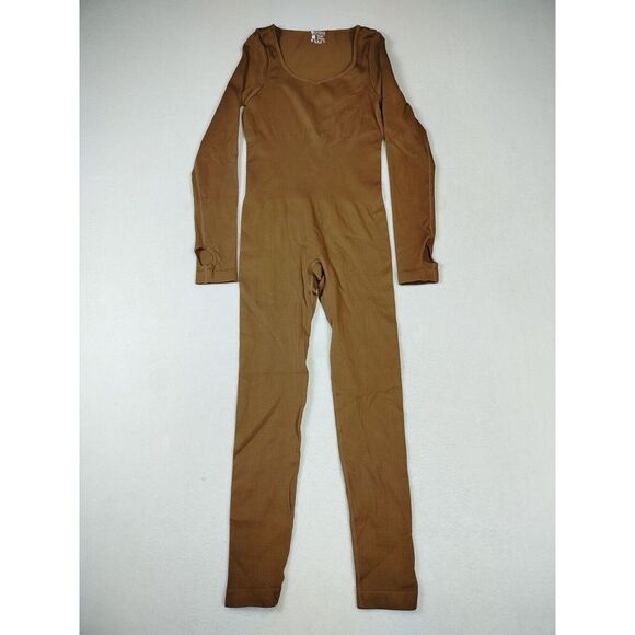 OQQ Jumpsuit Womans Medium Brown‎ Minimalist Classiccore Normcore Basic Y2K - Picture 1 of 13